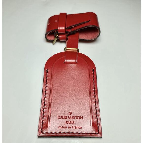 Louis Vuitton Red Bag Tag Gold-tone Accent Black Stitching w/ Strap Poignet - Picture 2 of 10